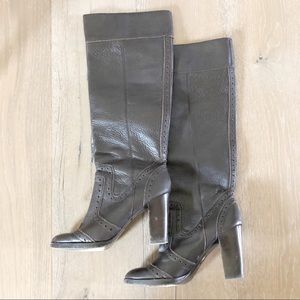 TALL Brown 100% Leather Boots Size 8.5